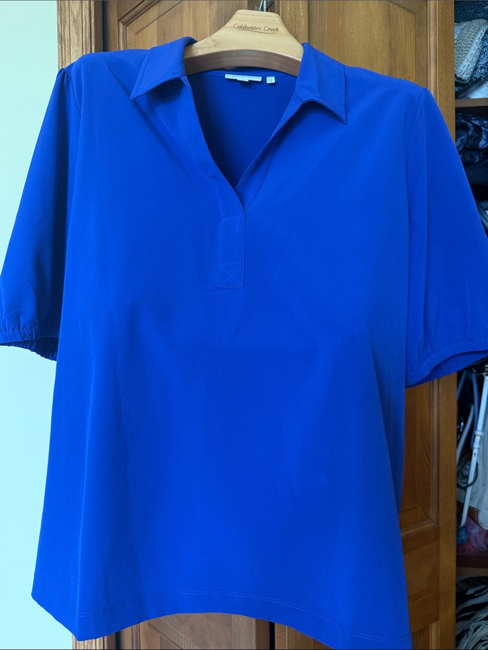 Chico's Royal Blue Short-Sleeve Polo Blouse